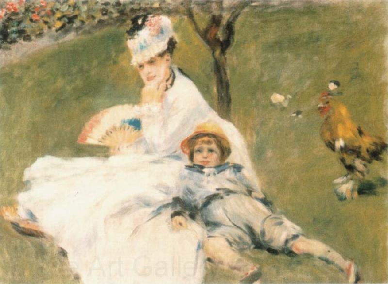 Pierre-Auguste Renoir Camille Monet and Her son Jean in the Garden at Arenteuil